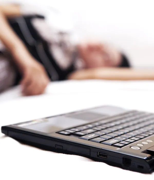 lost angels woman laying bed laptop sex porn addiction